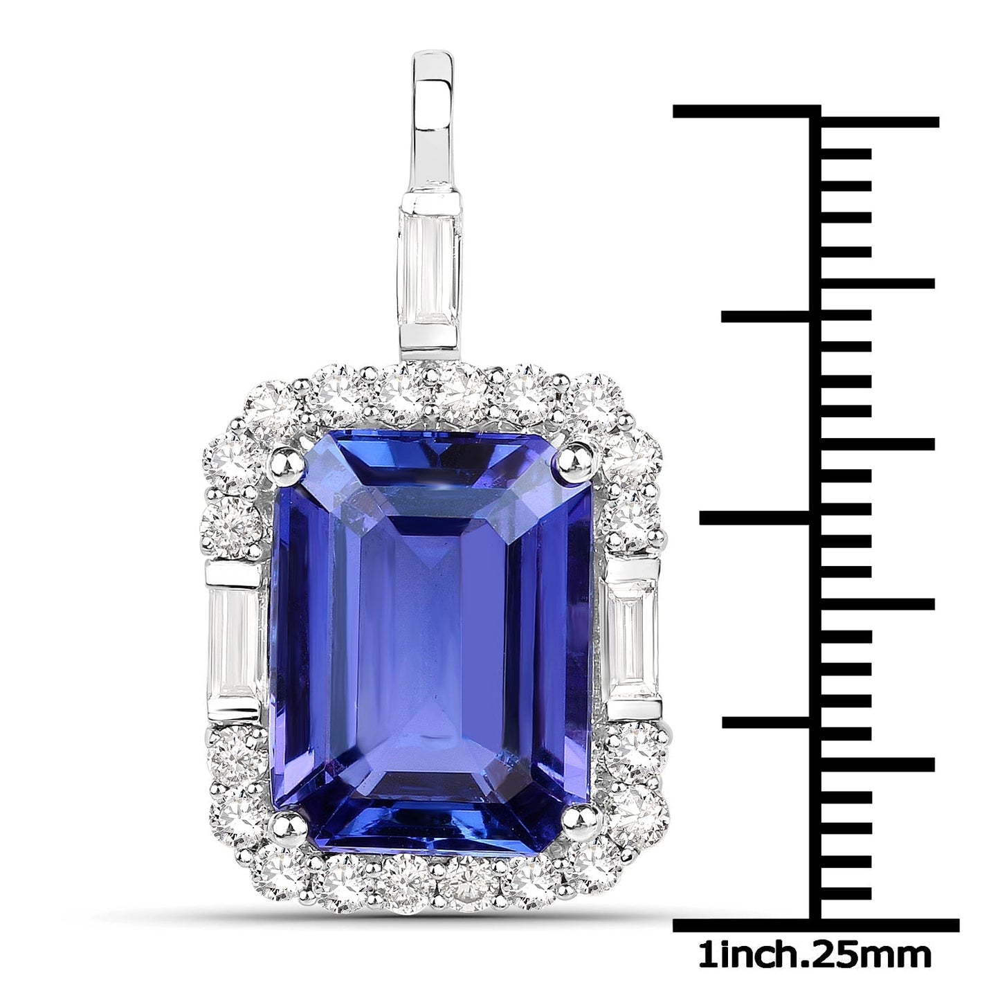 9.02 Carat Genuine Tanzanite and White Diamond 18K White Gold Pendant Bids.com