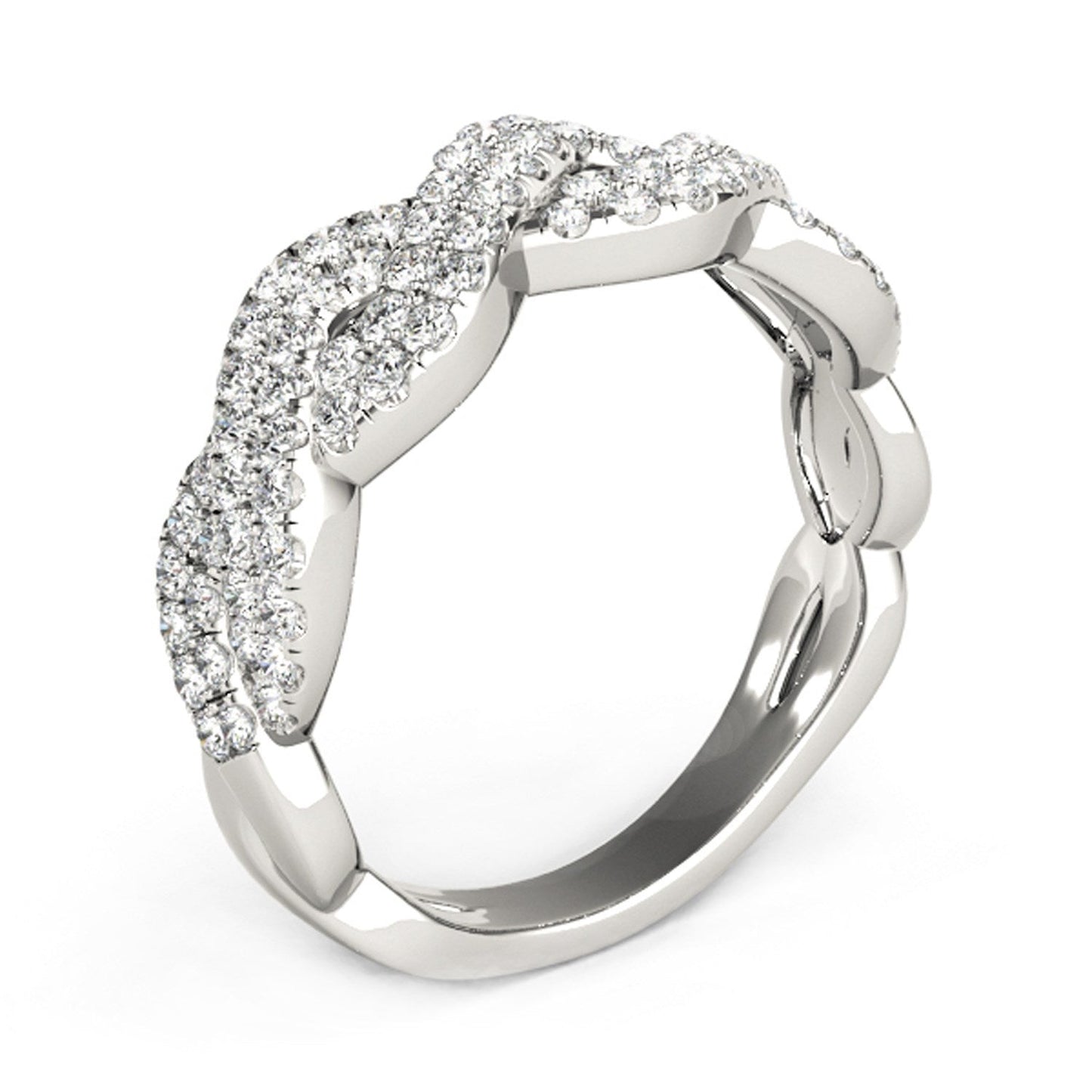 Diamond Studded Interlocking Waves Ring in 14k White Gold (5/8 cttw) Bids.com