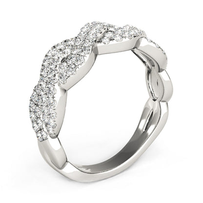 Diamond Studded Interlocking Waves Ring in 14k White Gold (5/8 cttw) Bids.com