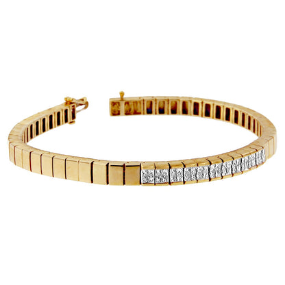 14K Yellow Gold Princess Cut Diamond Banded Bracelet (1.00 cttw, G-H Color, VS1-VS2 Clarity) Bids.com