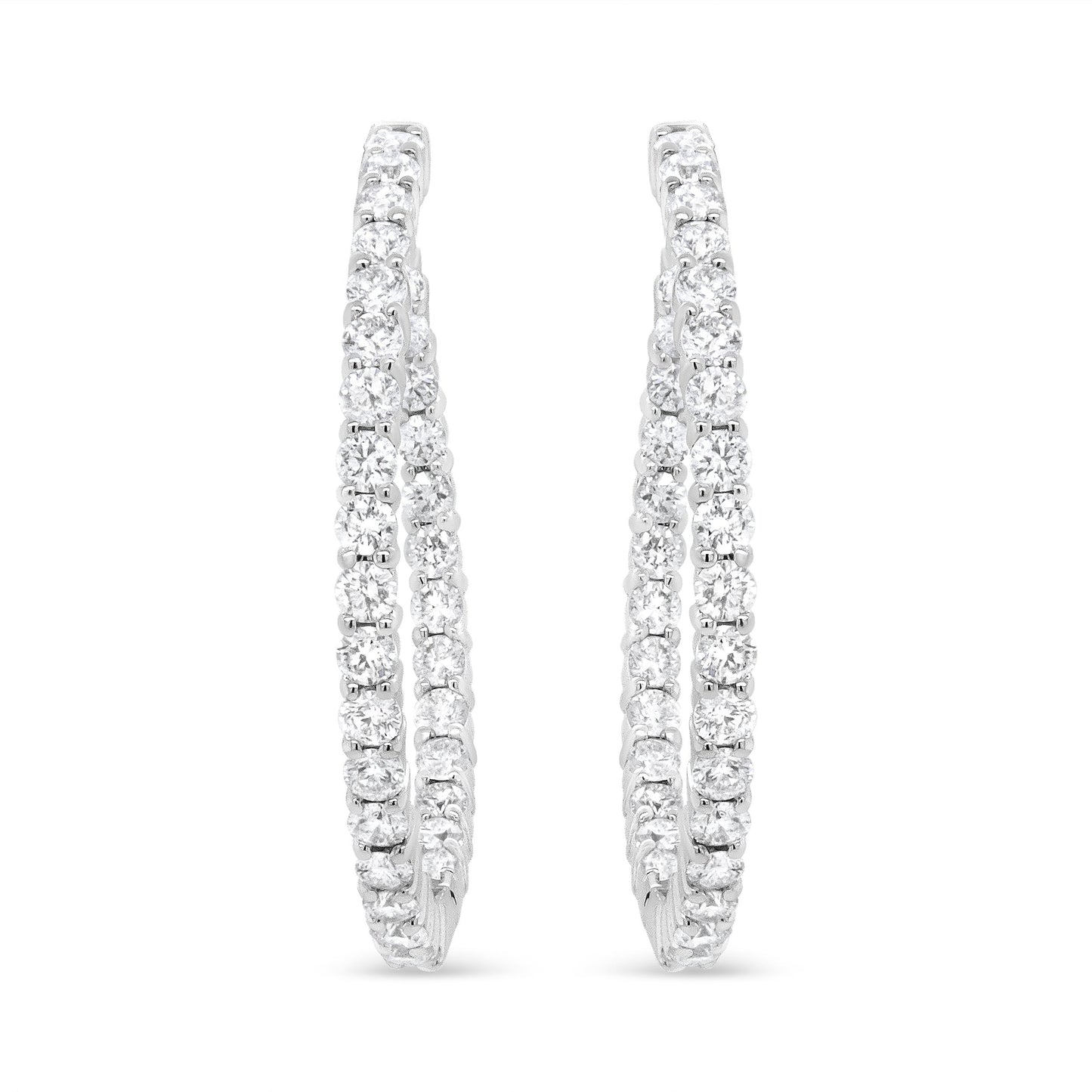18K White Gold 3 5/8 Cttw Round Diamond Curved Inside-Outside Hoop Earrings (F-G Color, VS1-VS2 Clarity) Bids.com
