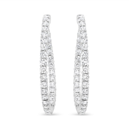18K White Gold 3 5/8 Cttw Round Diamond Curved Inside-Outside Hoop Earrings (F-G Color, VS1-VS2 Clarity) Bids.com