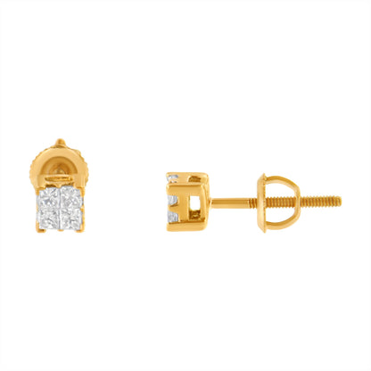 10KT Yellow Gold Princess Diamond Stud Earring (1/4 cttw, J-K Color, I1-I2 Clarity) Bids.com