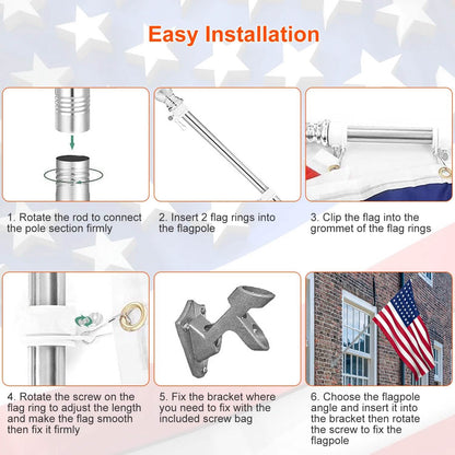 6Ft Stainless Steel Wall Mounted Flag Pole DailySale