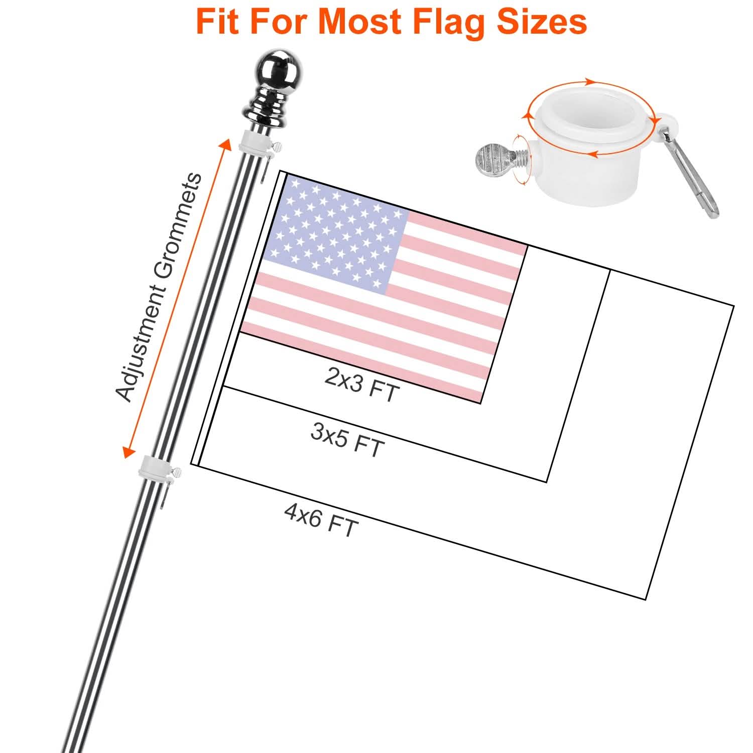 6Ft Stainless Steel Wall Mounted Flag Pole DailySale