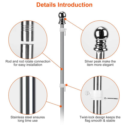 6Ft Stainless Steel Wall Mounted Flag Pole DailySale