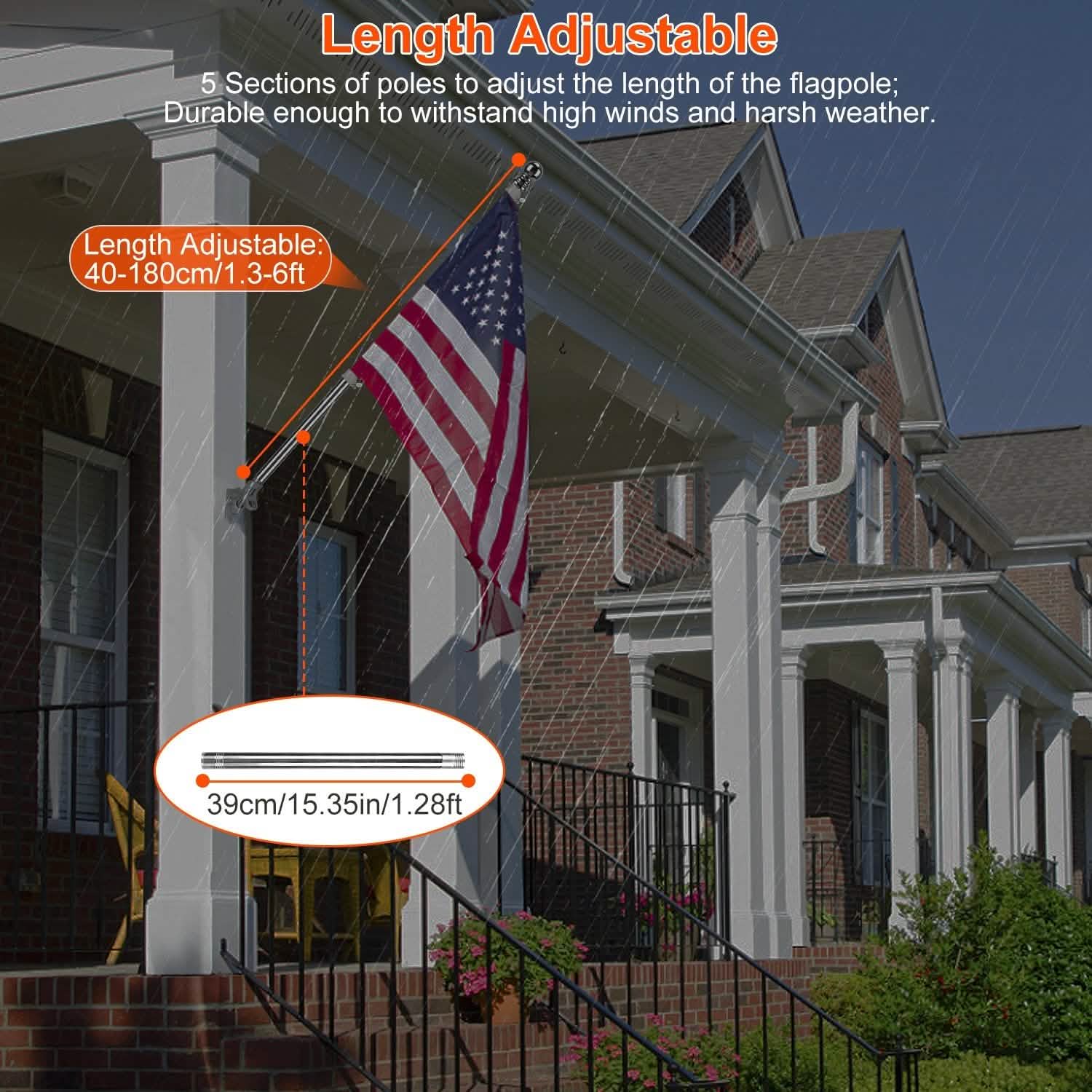 6Ft Stainless Steel Wall Mounted Flag Pole DailySale