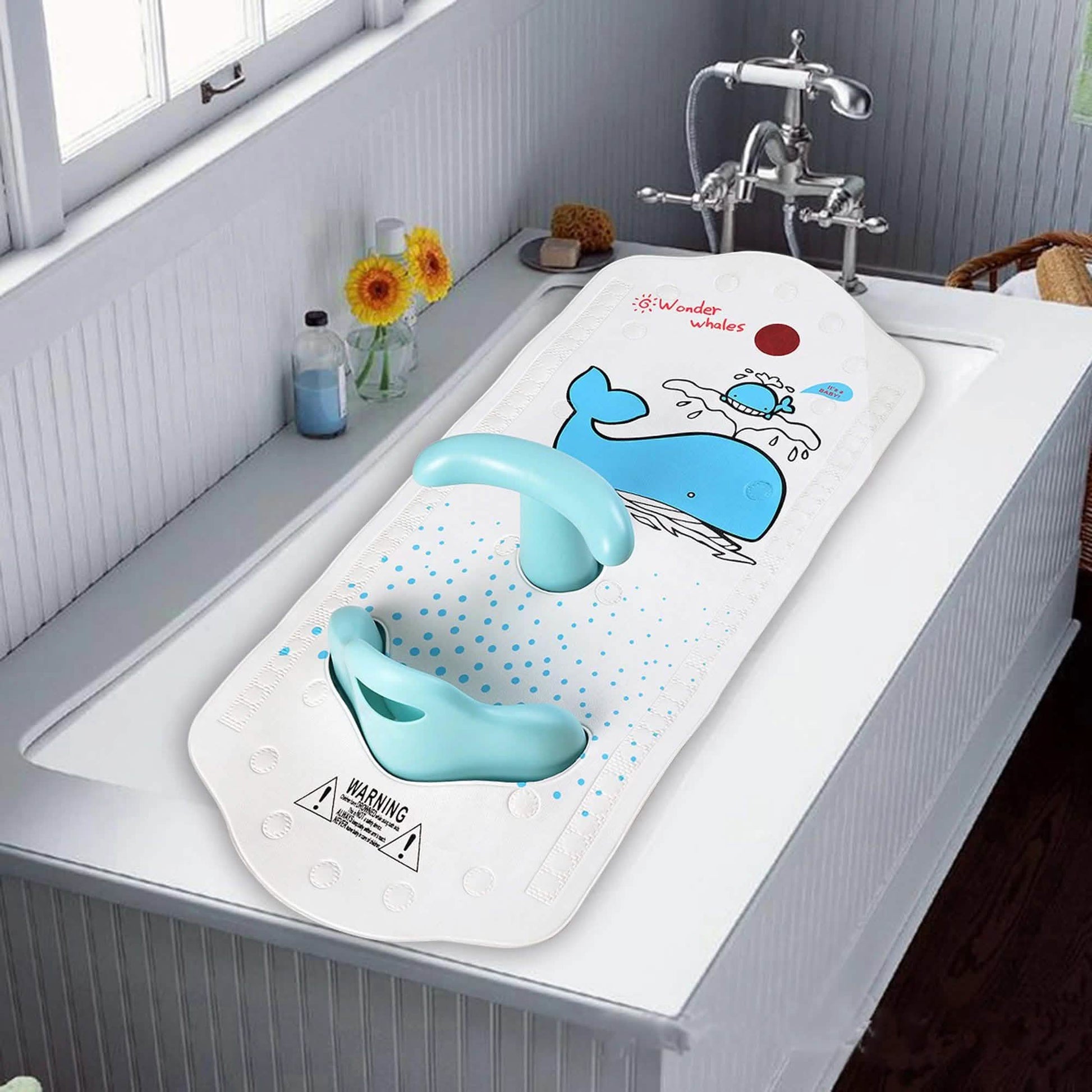 6M+ Infant Toddler Tub Seat Non-slip Safety Chair with Heat Sensitive Bath Mat DailySale