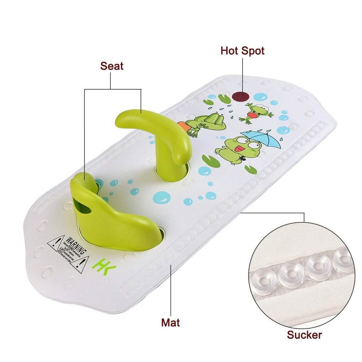 6M+ Infant Toddler Tub Seat Non-slip Safety Chair with Heat Sensitive Bath Mat DailySale