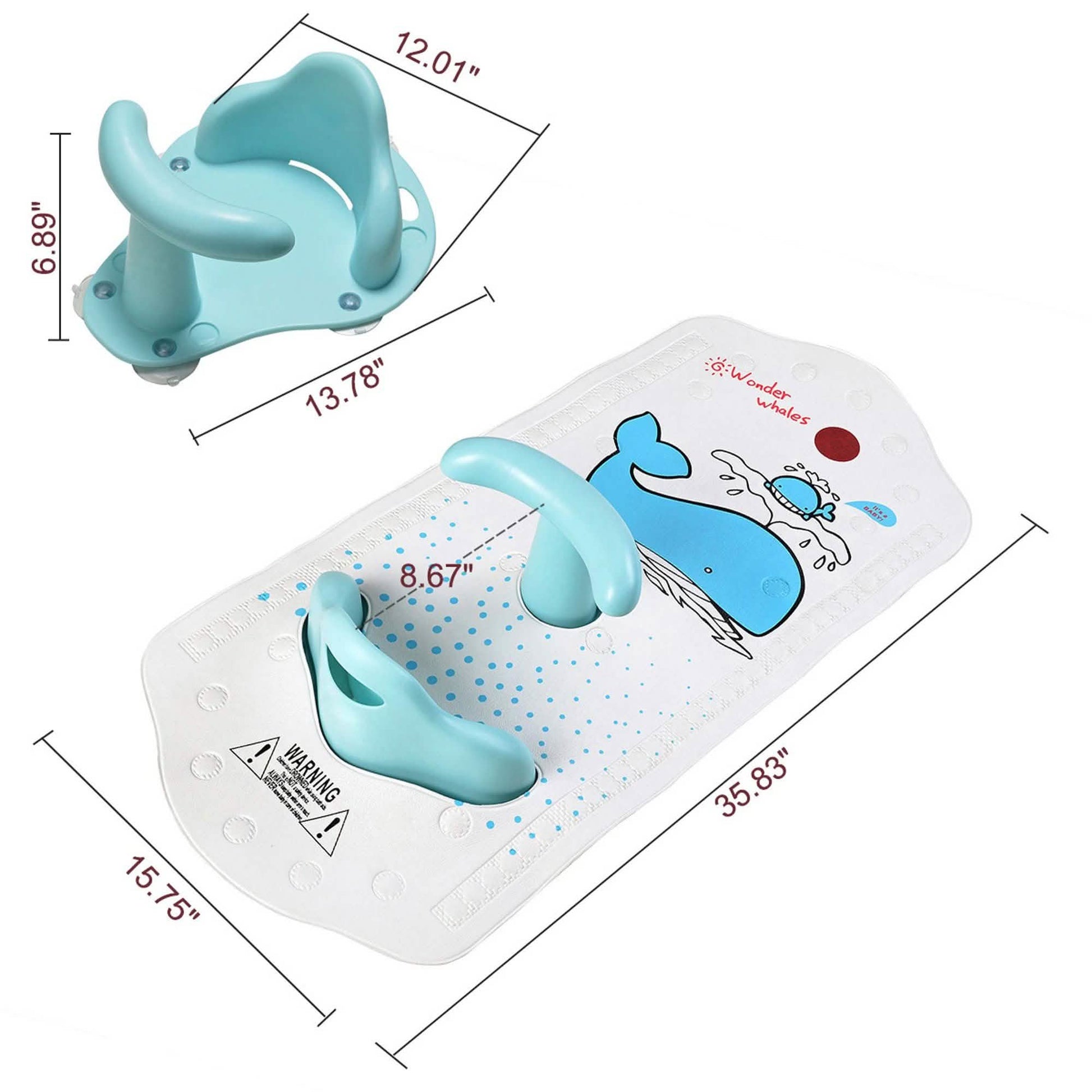 6M+ Infant Toddler Tub Seat Non-slip Safety Chair with Heat Sensitive Bath Mat DailySale