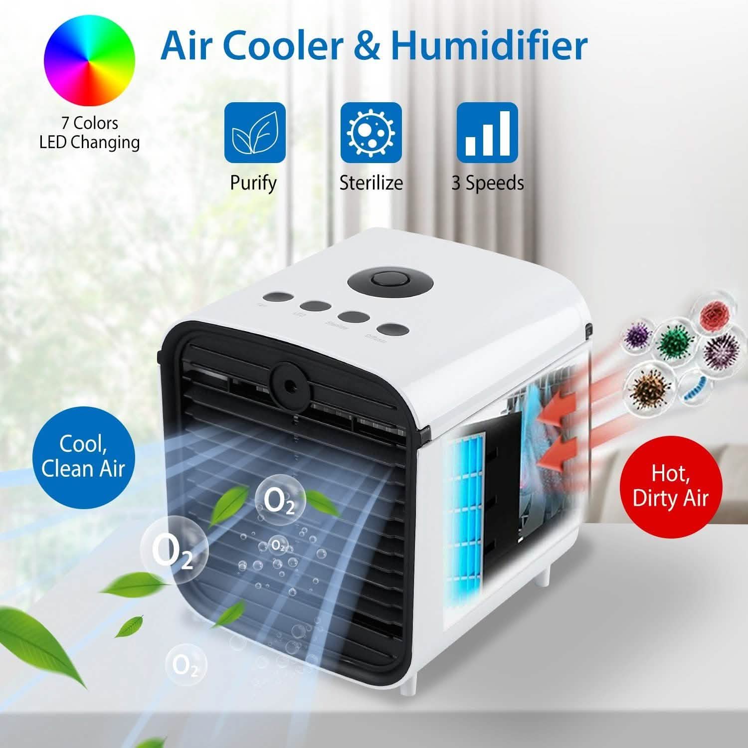 7-Color Change Portable Mini Air Conditioner Cooling Fan DailySale