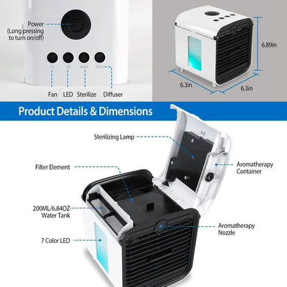 7-Color Change Portable Mini Air Conditioner Cooling Fan DailySale