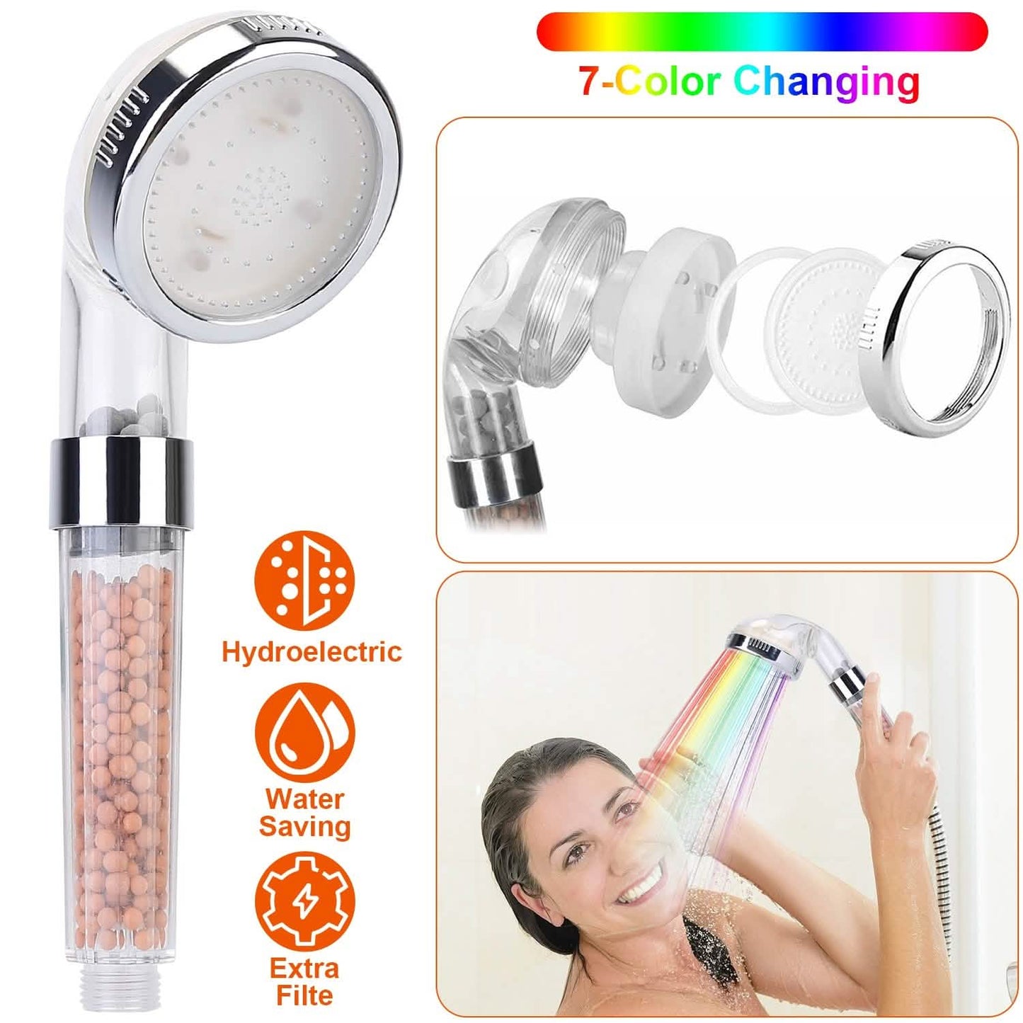 7 Color Changing Light Handheld Shower Head DailySale