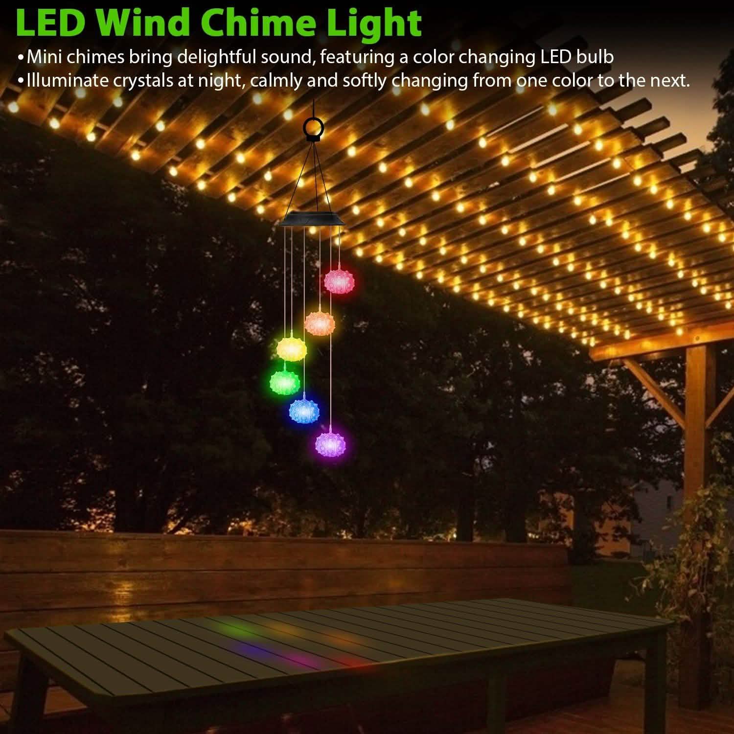 7 Color Changing Solar Wind Chime Lights Sea Urchins Decorative Lamp DailySale