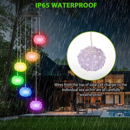 7 Color Changing Solar Wind Chime Lights Sea Urchins Decorative Lamp DailySale
