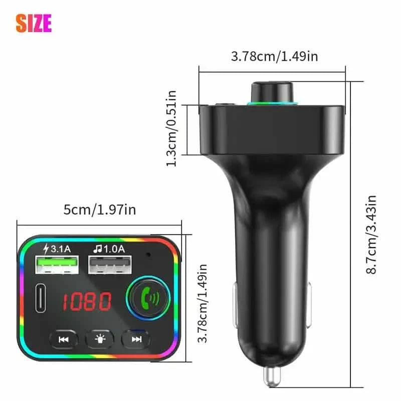 7 Color LED Backlit Light Bluetooth FM Transmitter and Dual USB Charger DailySale
