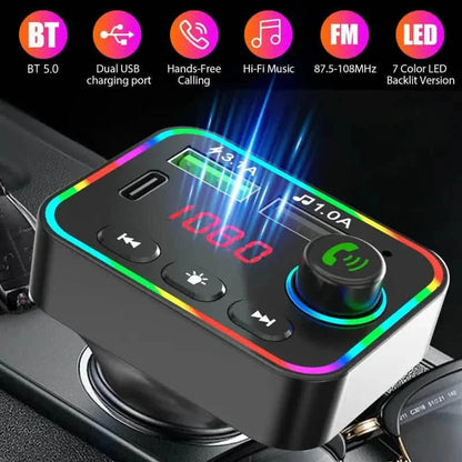 7 Color LED Backlit Light Bluetooth FM Transmitter and Dual USB Charger DailySale