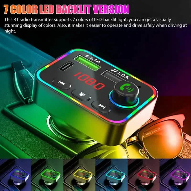 7 Color LED Backlit Light Bluetooth FM Transmitter and Dual USB Charger DailySale
