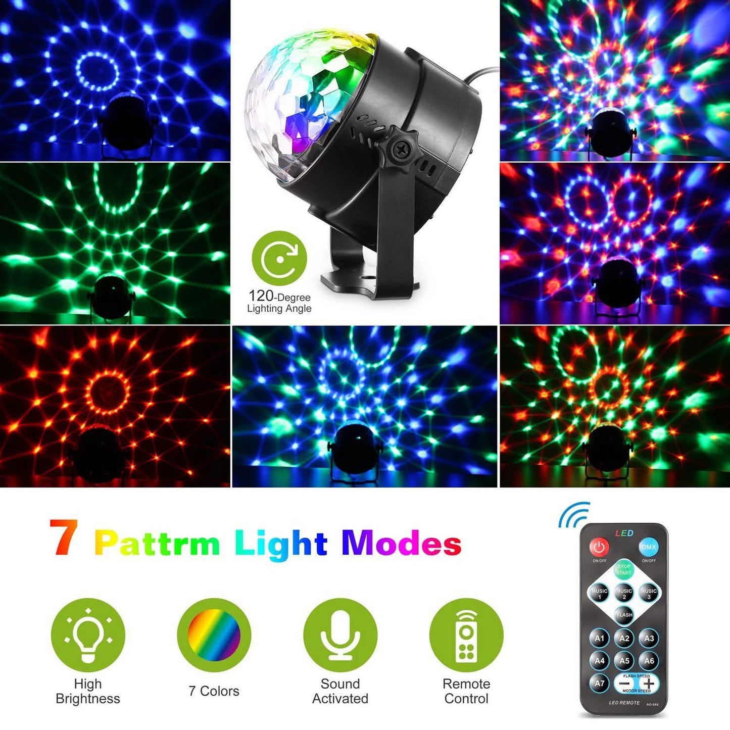 7 Colors Sound Activated Party Lights with Remote Control DailySale