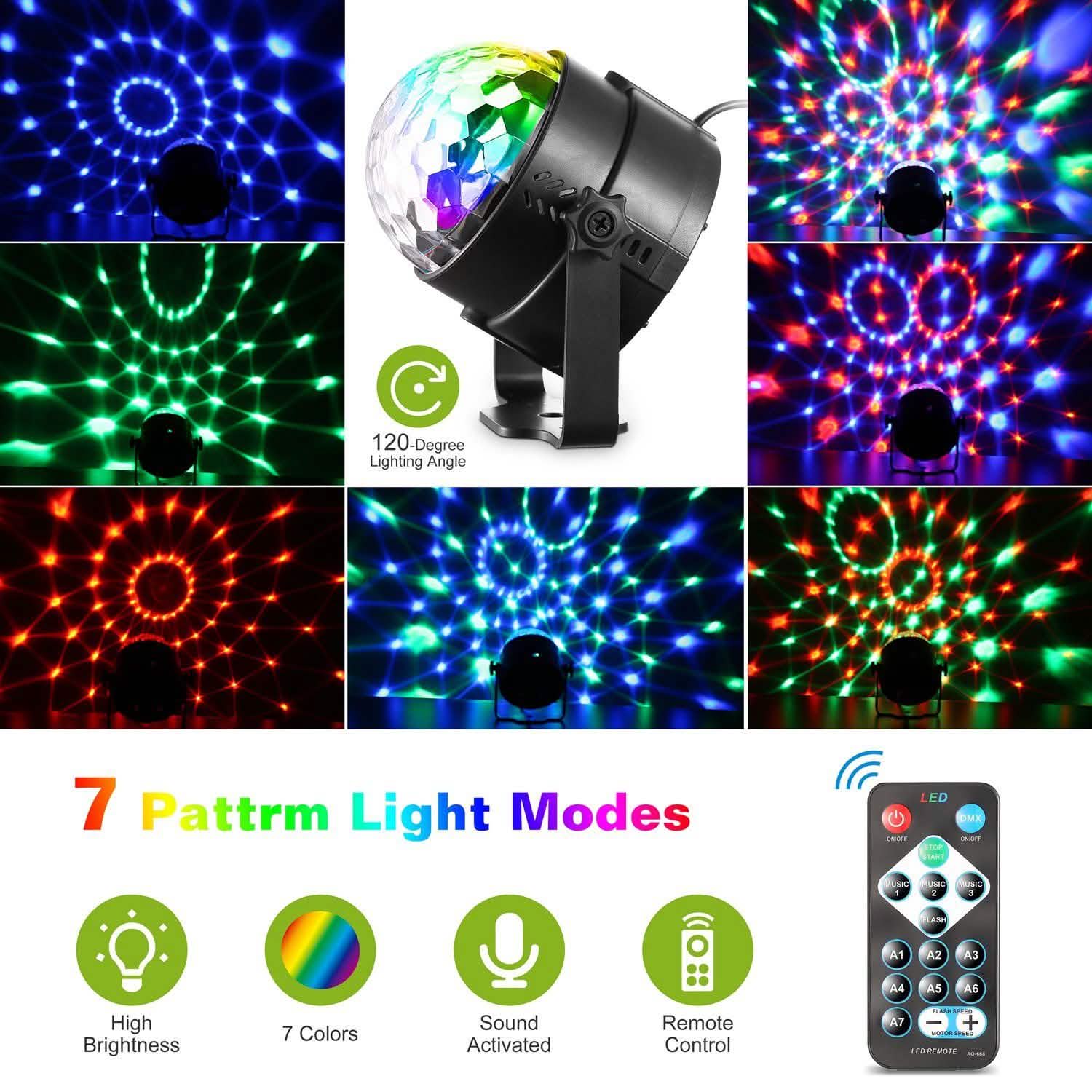 7 Colors Sound Activated Party Lights with Remote Control DailySale