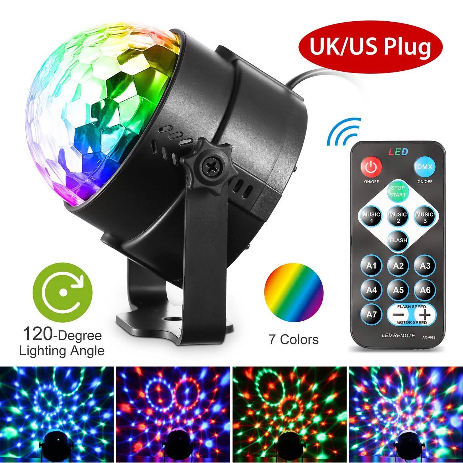 7 Colors Sound Activated Party Lights with Remote Control DailySale