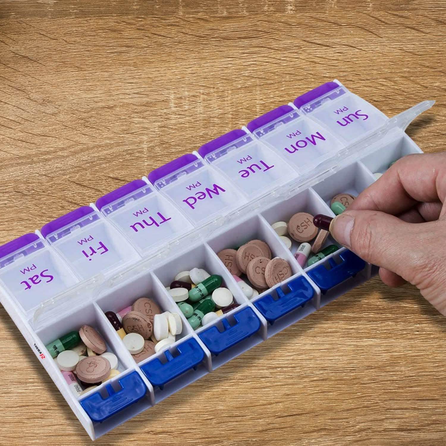 7-Day Push Button Pill, Medicine, Vitamin Organizer with AM/PM Large Compartments DailySale