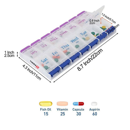 7-Day Push Button Pill, Medicine, Vitamin Organizer with AM/PM Large Compartments DailySale