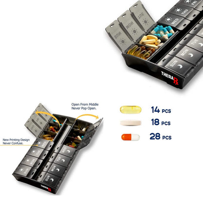 7-Day Push Button Pill, Medicine, Vitamin Organizer with AM/PM Large Compartments DailySale