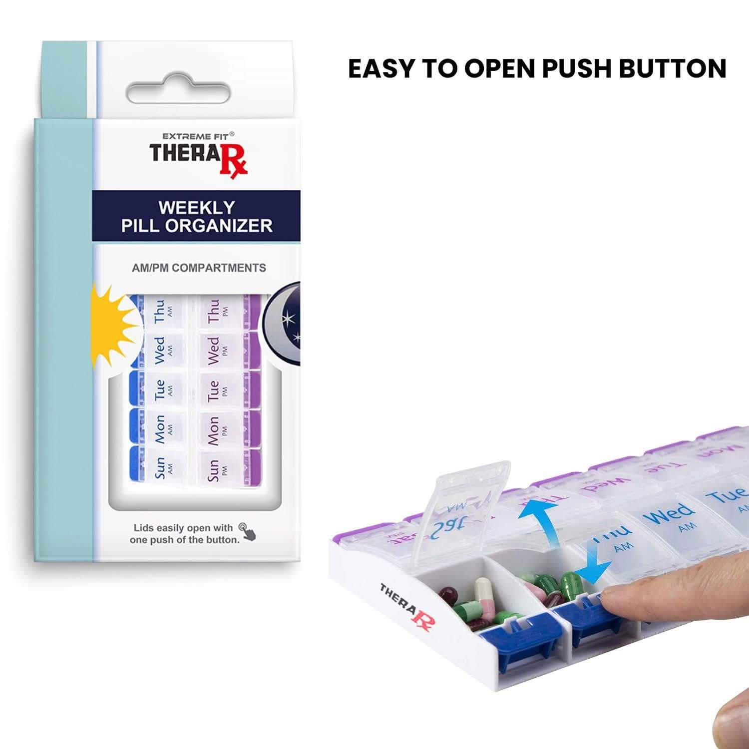 7-Day Push Button Pill, Medicine, Vitamin Organizer with AM/PM Large Compartments DailySale