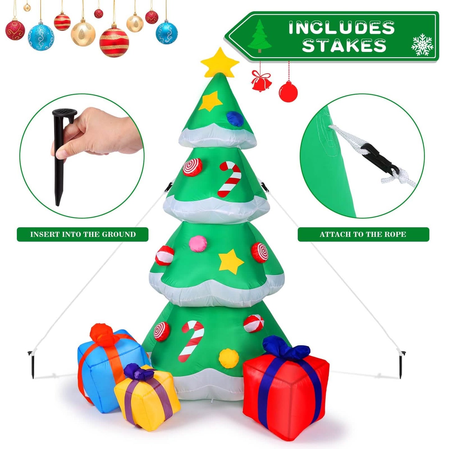 7 Ft. Inflatable Christmas Tree Santa Decor with LED Lights DailySale