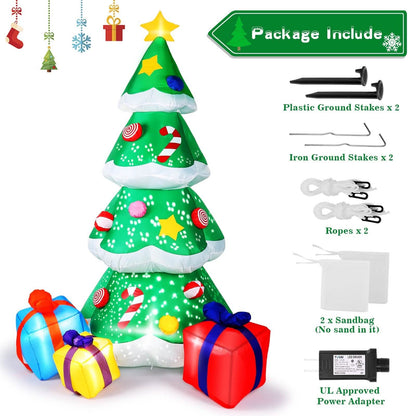 7 Ft. Inflatable Christmas Tree Santa Decor with LED Lights DailySale