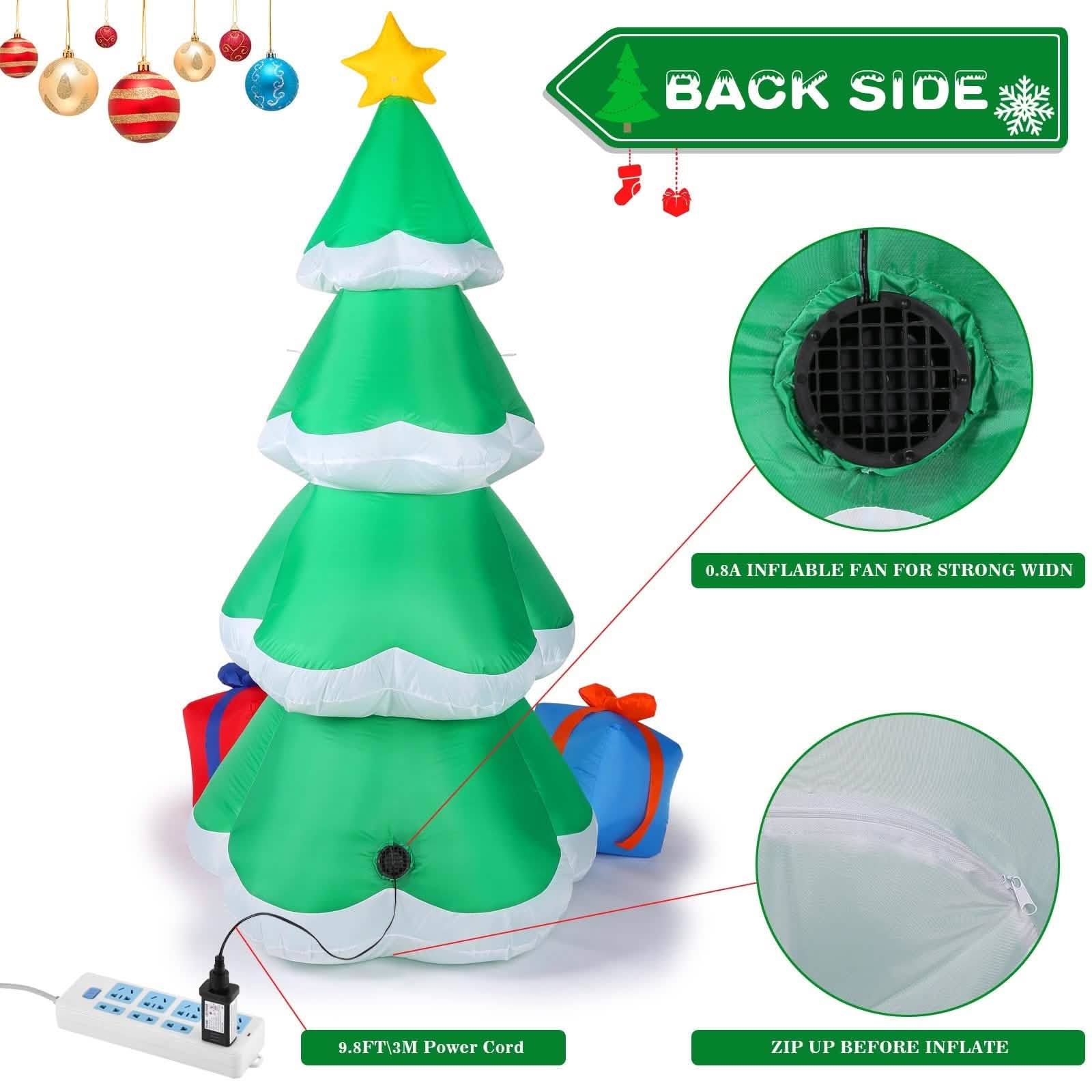 7 Ft. Inflatable Christmas Tree Santa Decor with LED Lights DailySale