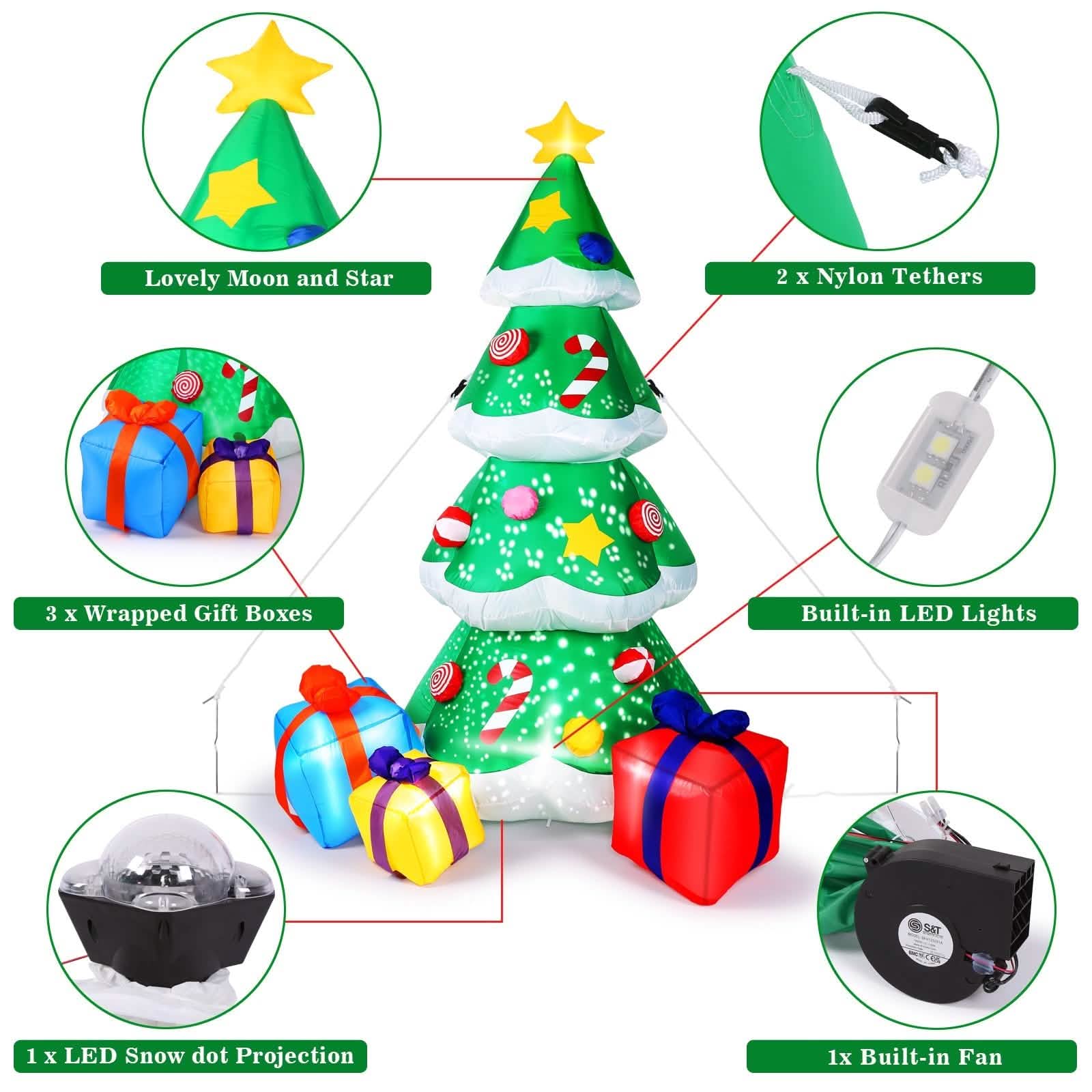 7 Ft. Inflatable Christmas Tree Santa Decor with LED Lights DailySale