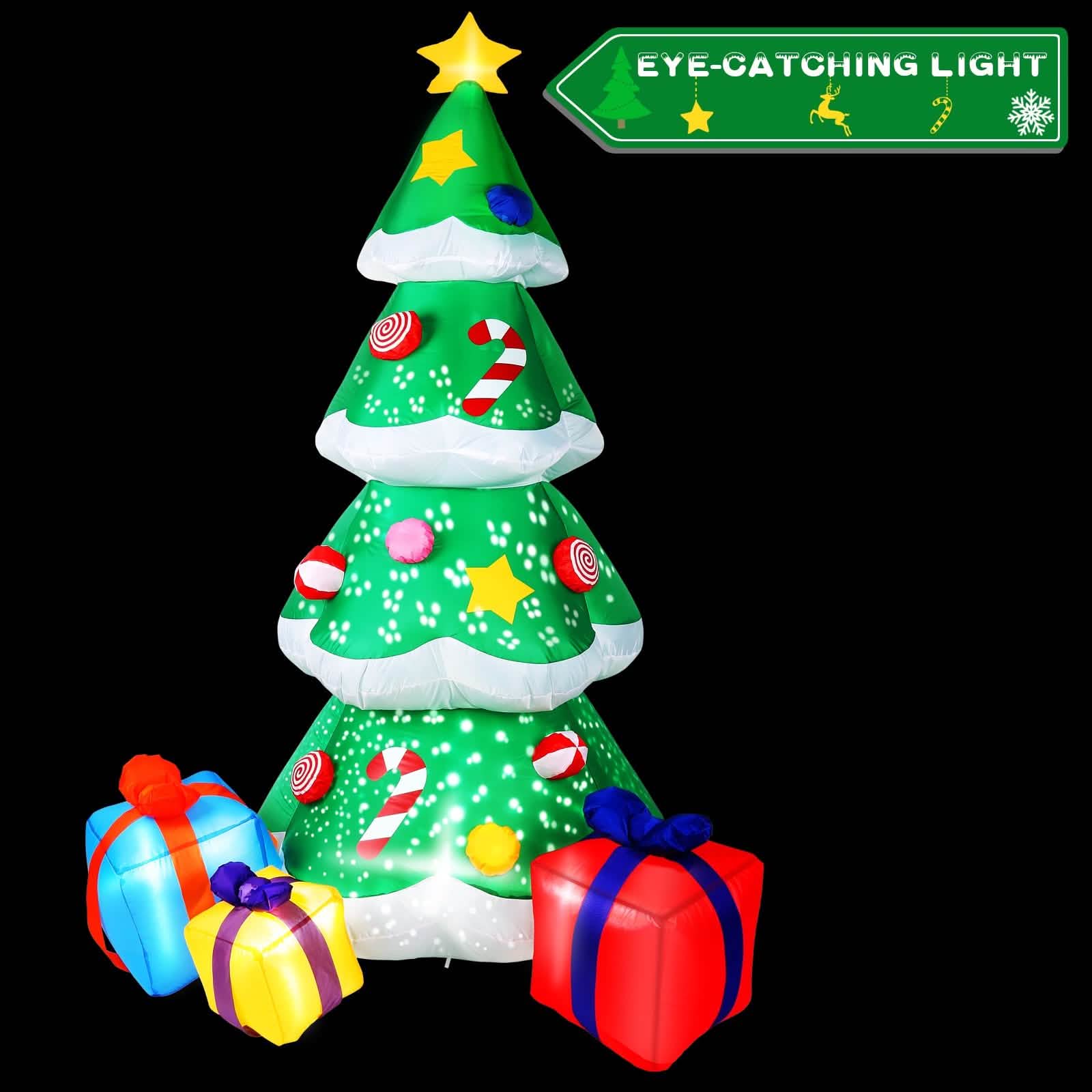 7 Ft. Inflatable Christmas Tree Santa Decor with LED Lights DailySale