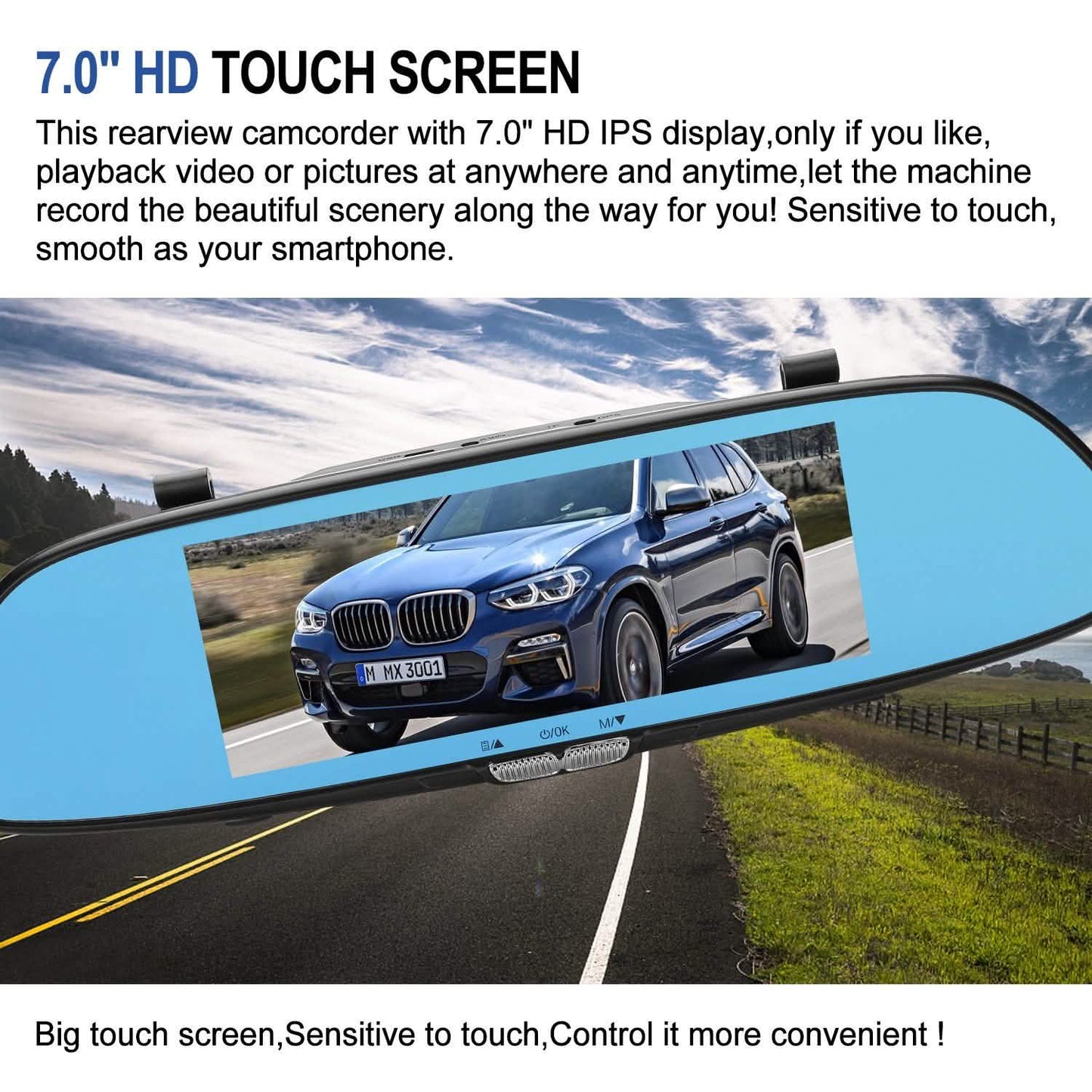 7'' HD 1080P Car DVR Dual Lens Camera Vehicle Rearview Mirror Dash Cam Recorder DailySale