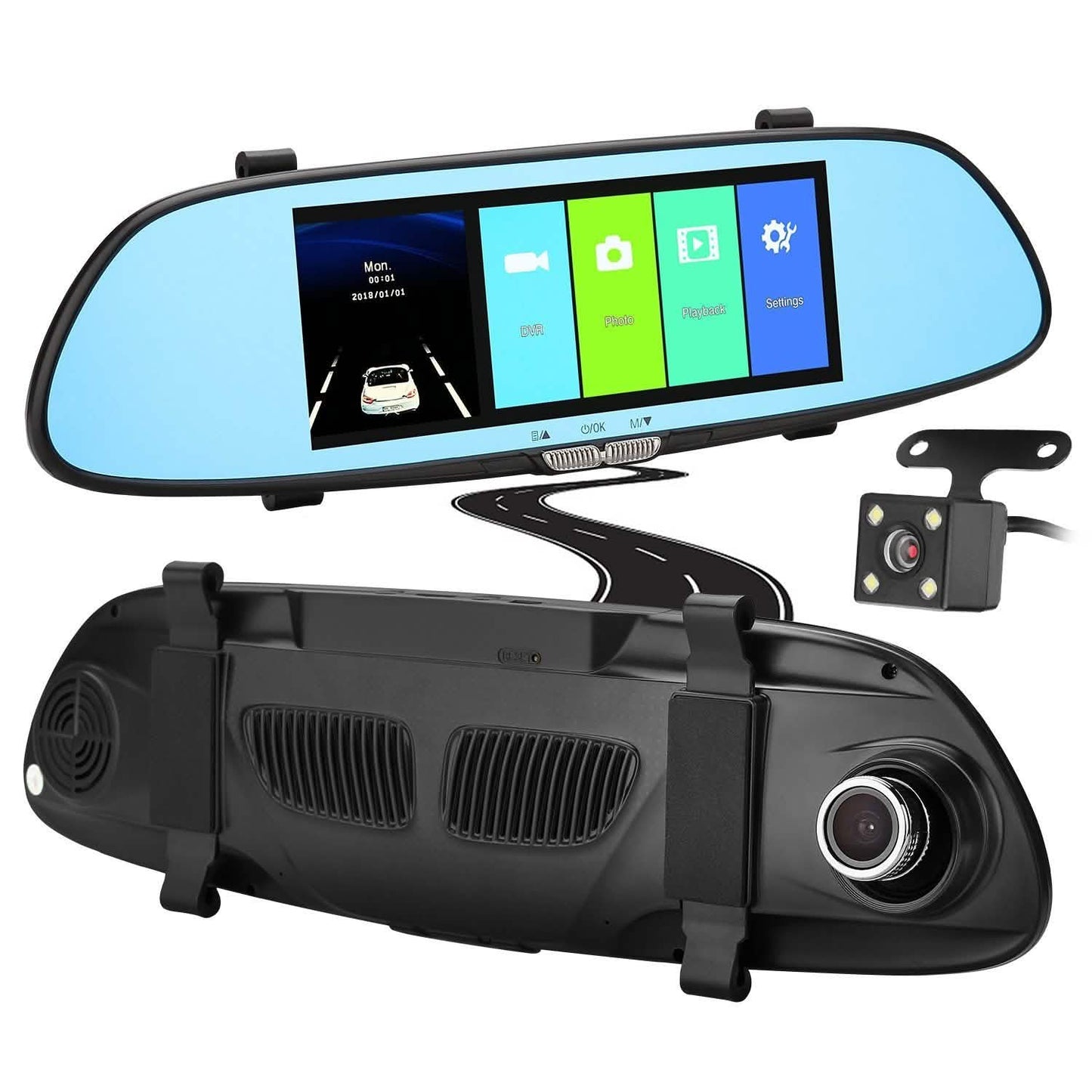 7'' HD 1080P Car DVR Dual Lens Camera Vehicle Rearview Mirror Dash Cam Recorder DailySale