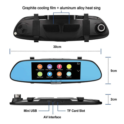 7'' HD 1080P Car DVR Dual Lens Camera Vehicle Rearview Mirror Dash Cam Recorder DailySale