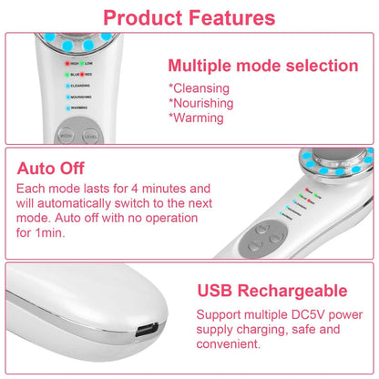 7-in-1 Facial Massager Ultrasonic High Frequency Face Lifting Machine DailySale