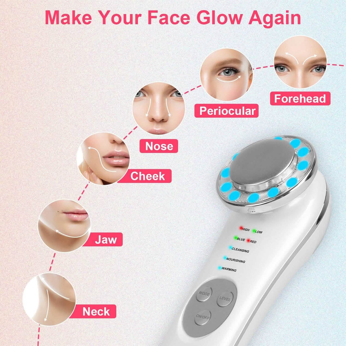 7-in-1 Facial Massager Ultrasonic High Frequency Face Lifting Machine DailySale