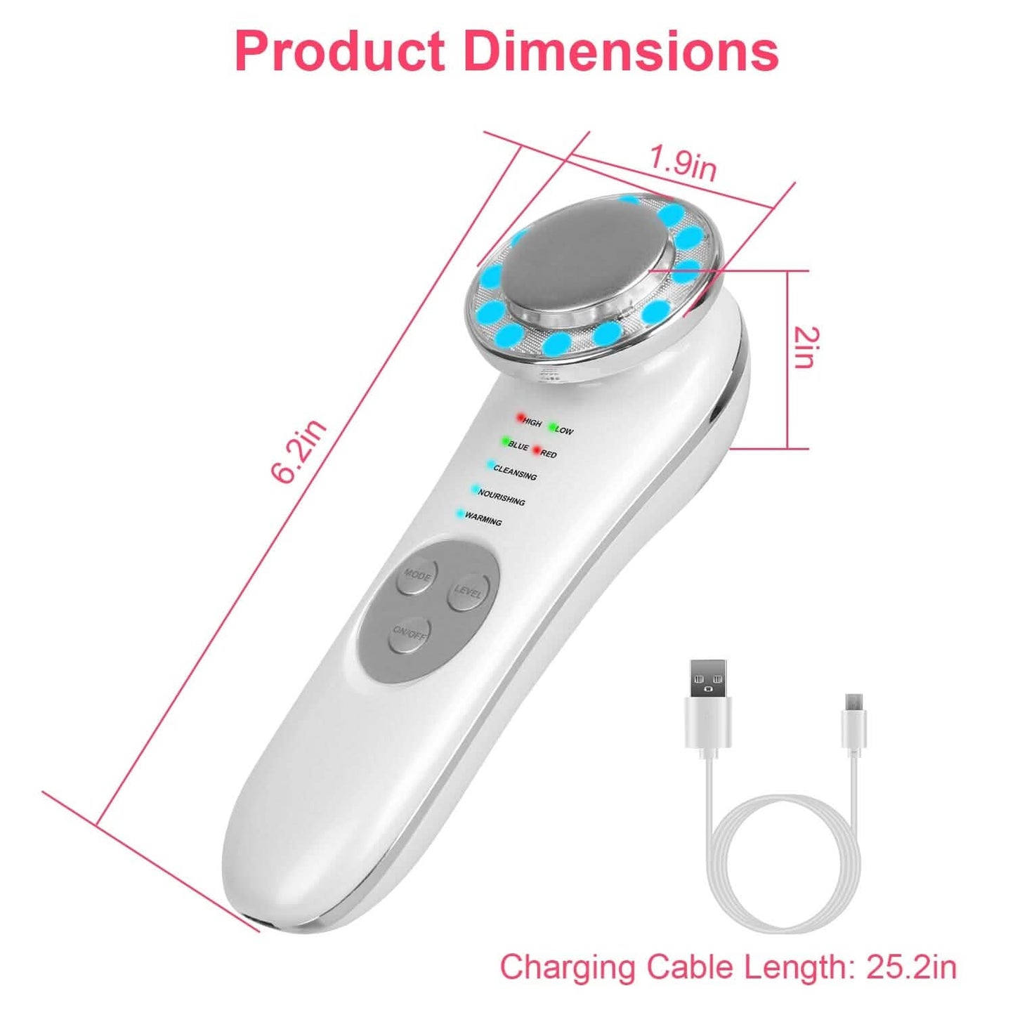7-in-1 Facial Massager Ultrasonic High Frequency Face Lifting Machine DailySale