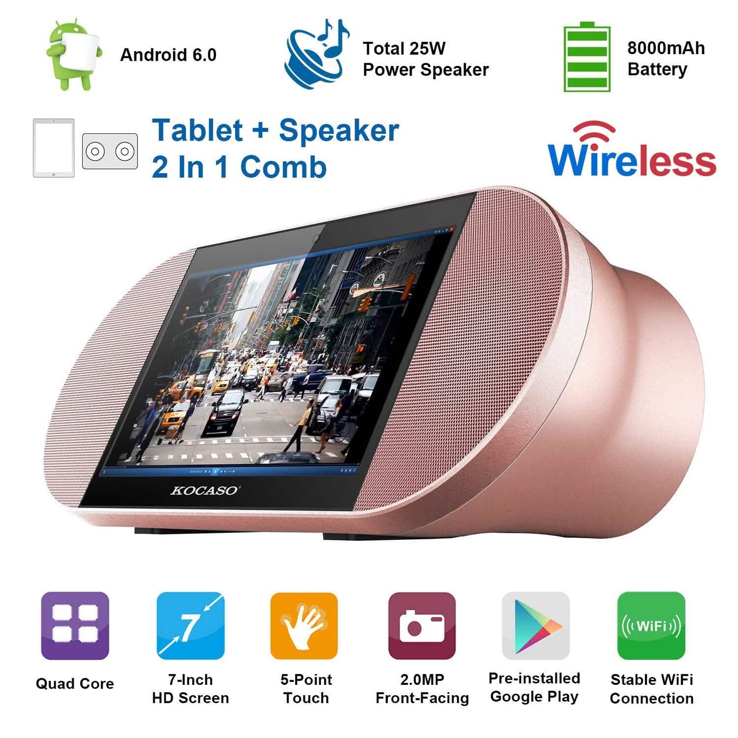 7-Inch Touch Screen Android Tablet PC with Wireless Speaker DailySale