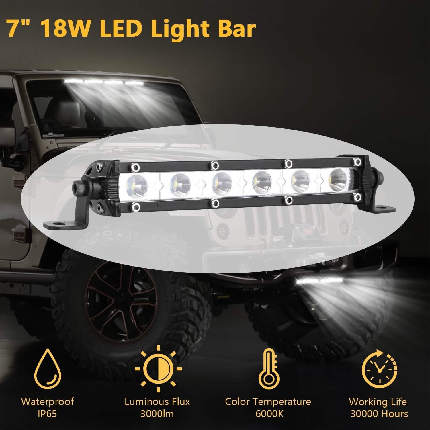 7" LED Light Bar Single Row Offroad Spot Lights DailySale