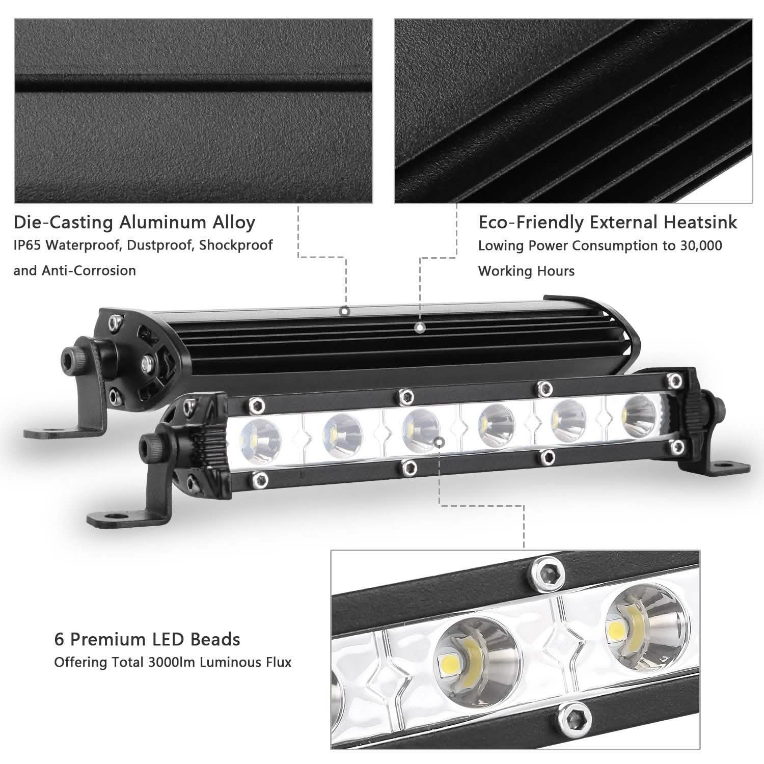 7" LED Light Bar Single Row Offroad Spot Lights DailySale