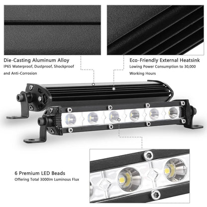 7" LED Light Bar Single Row Offroad Spot Lights DailySale