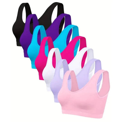 7-Pack: Solid Seamless Bra, Comfy Breathable Sporty Bra for Women's Lingerie & Underwear DailySale