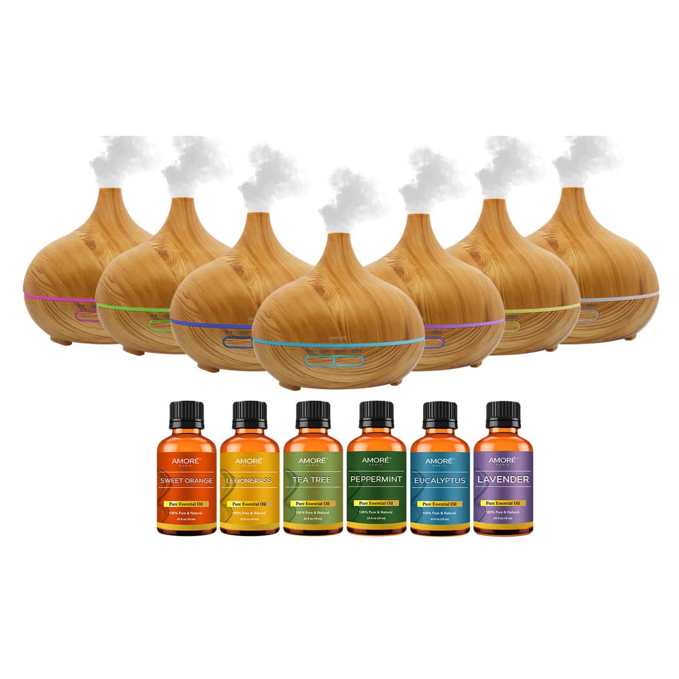 7-Pack: Ultrasonic Essential Oil Diffuser With Essential Oils DailySale