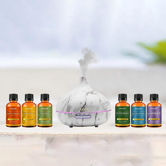 7-Pack: Ultrasonic White Marble Aromatherapy Oil Diffuser With Essential Oil DailySale