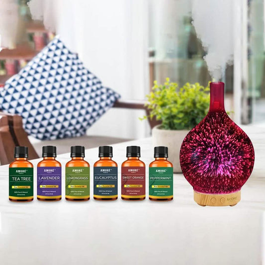 7-Piece: 3D Changing Led Lights Aromatherapy Essential Oil Diffuser with Essential Oils DailySale