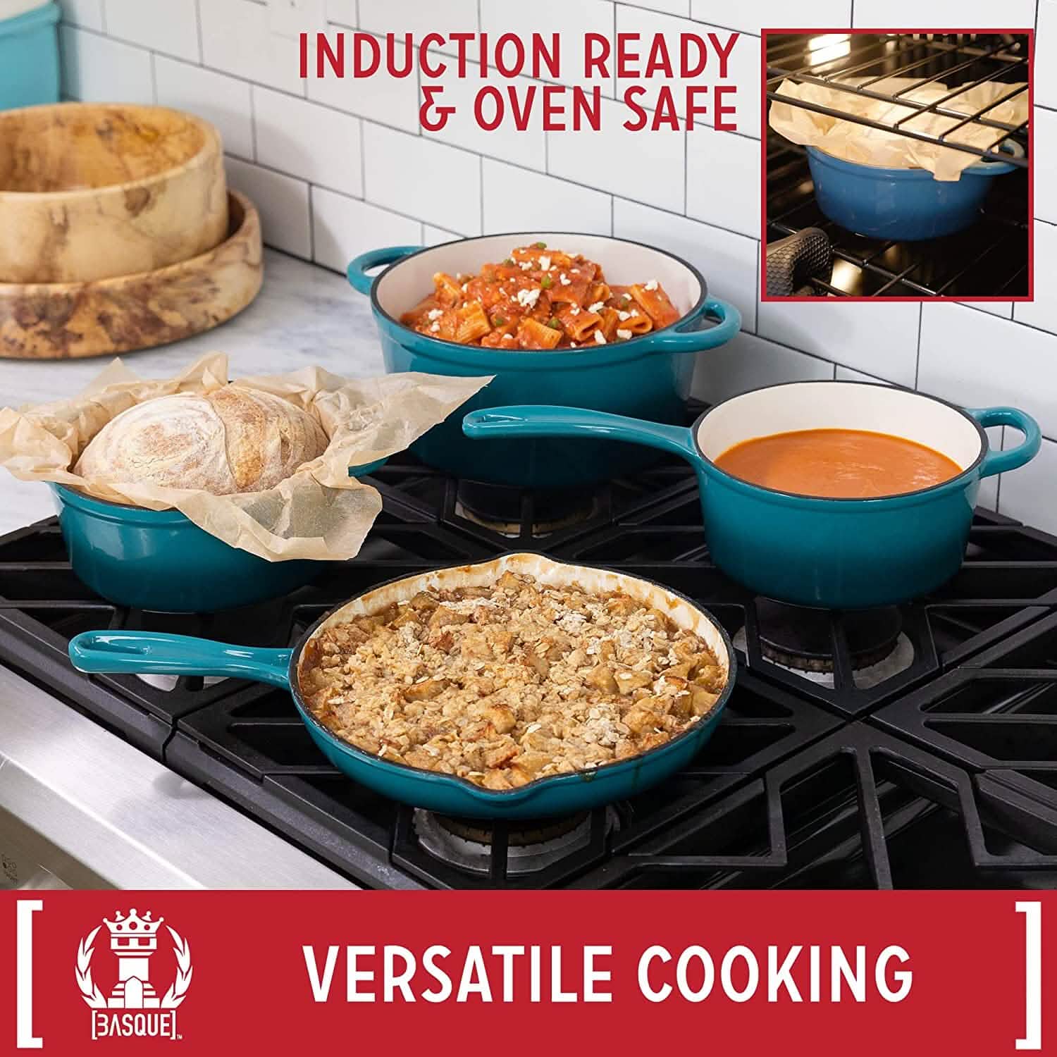 7-Piece: Basque Enameled Cast Iron Cookware Set DailySale