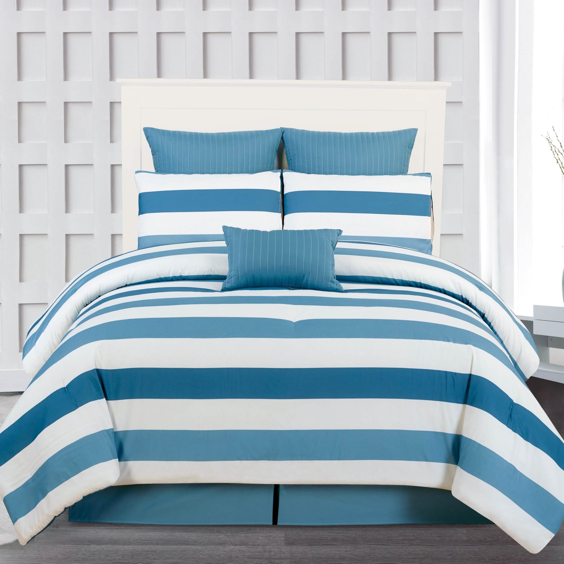 7-Piece: Cabana Stripe Reversible Hypoallergenic Comforter Set DailySale